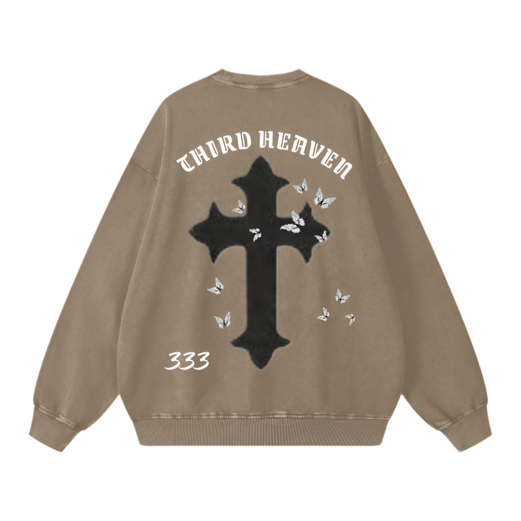 Acid Wash Oversized Logo Sweatshirt