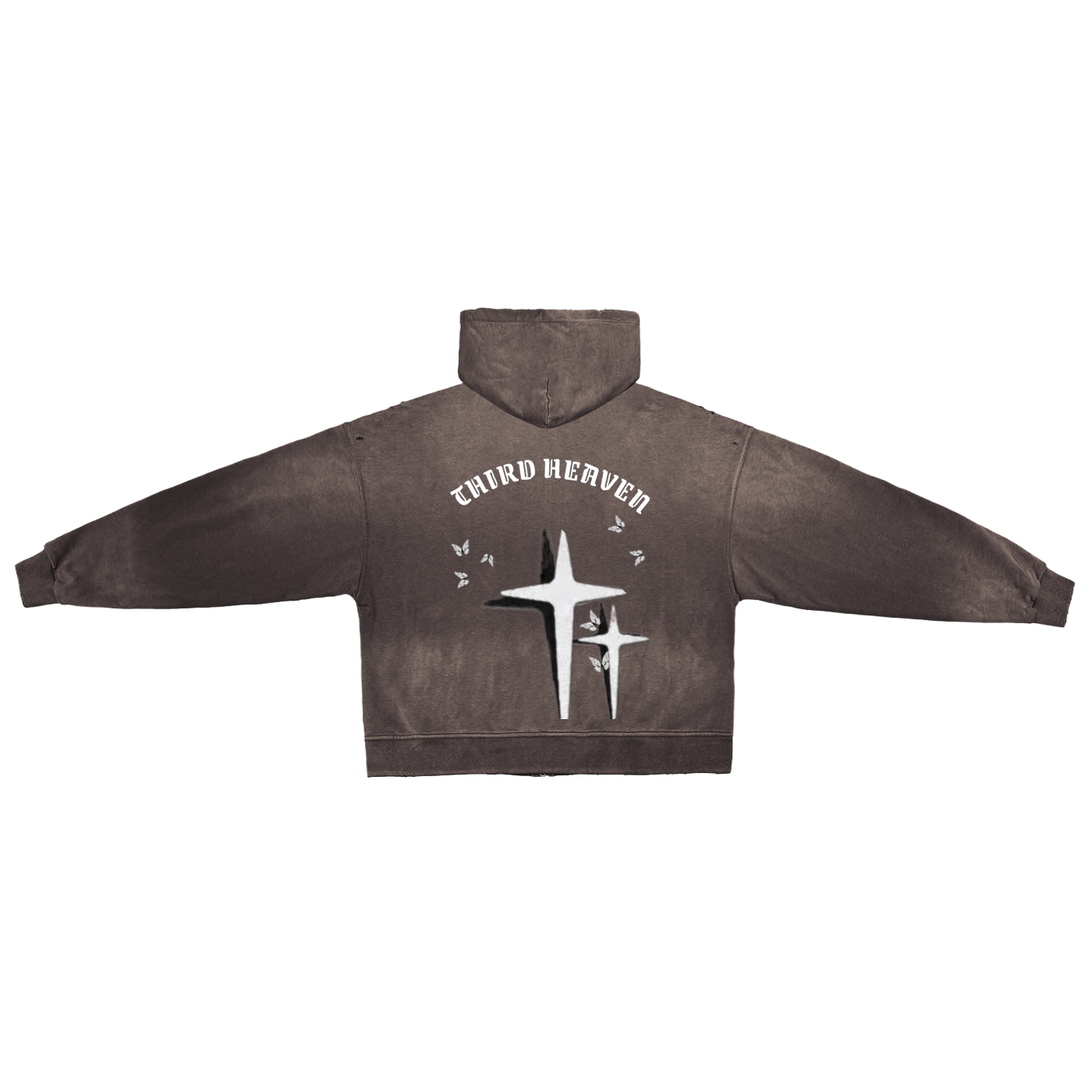 Distressed Double Zip Hoodie