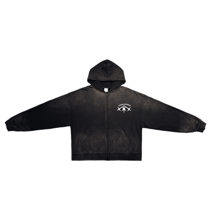 Distressed Double Zip Hoodie