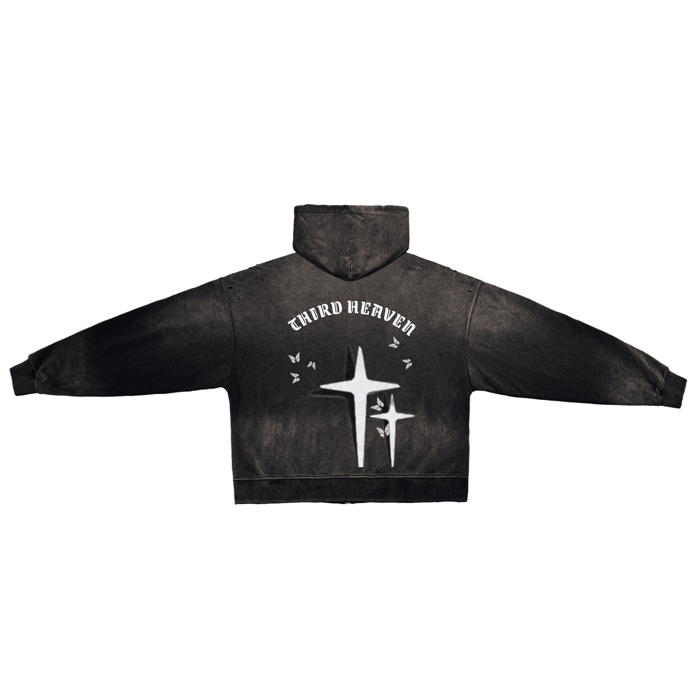 Distressed Double Zip Hoodie